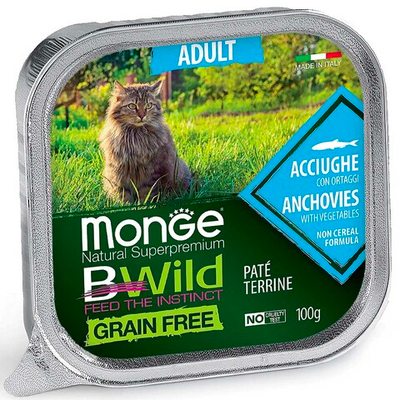 Monge Cat Bwild 100 г (анчоусы с овощами) - беззерновые консервы для взрослых кошек