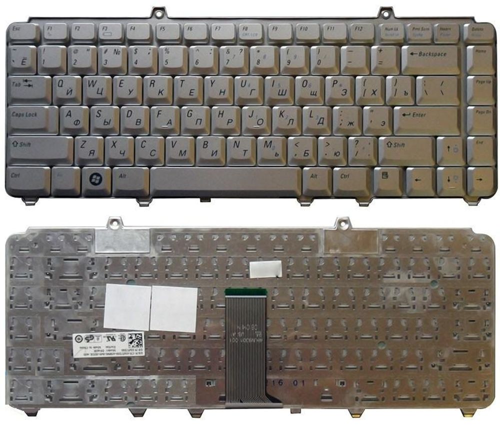 Клавиатура для ноутбука Dell Inspiron 1420, 1520, 1525, 1540 Vostro 500 (Серебристая)