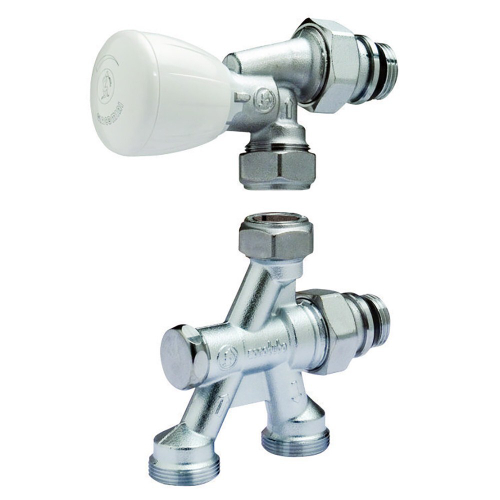 Группа термостатическая Giacomini микрометр. для двухтр. систем с угловым клапаном 1/2quot; x 16