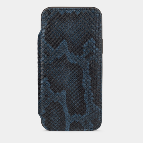 Чехол Benoit для iPhone 12/12Pro из кожи питона, синего цвета