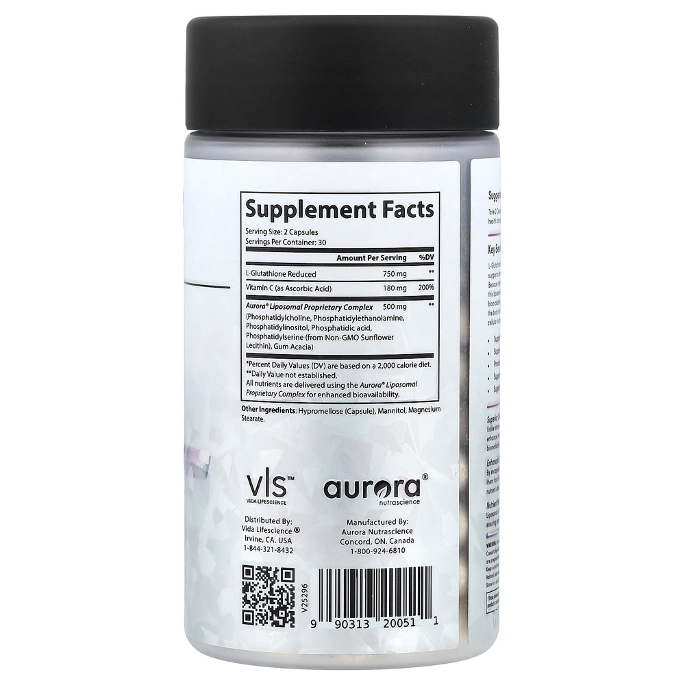 Aurora Nutrascience, глутатион, 60 капсул