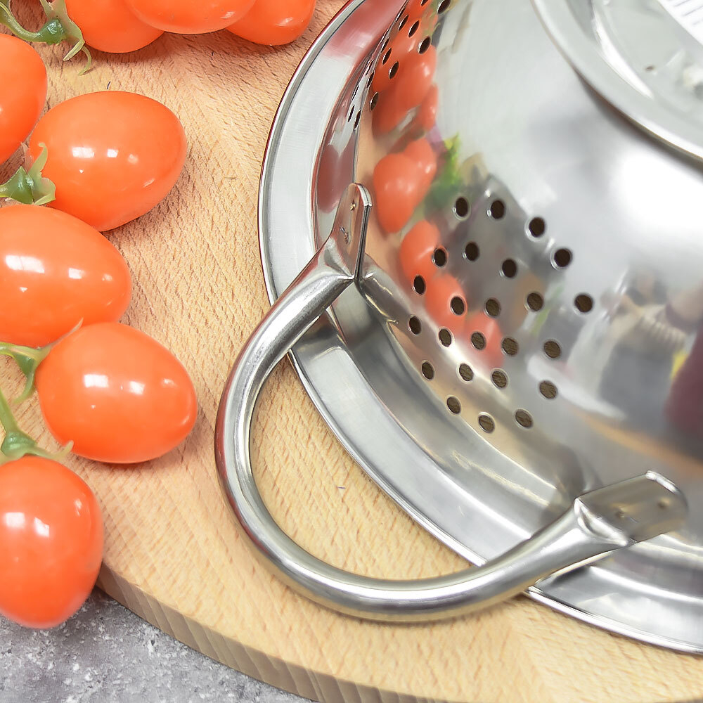 Дуршлаг 22см нерж с ручками на ножке, 5102-22