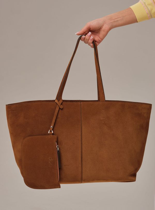 Замшевая сумка шоппер Texas DBR 31390 коричневый лист