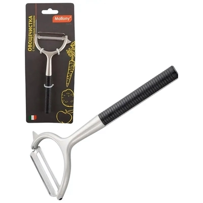 Овощечистка ELETTO с гориз. лезв-м, сплав цинка никелированный,ABS пластик (ручка)