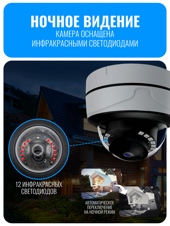 Камера видеонаблюдения Smart Aura, Wi-Fi/Ethernet, купольная, уличная