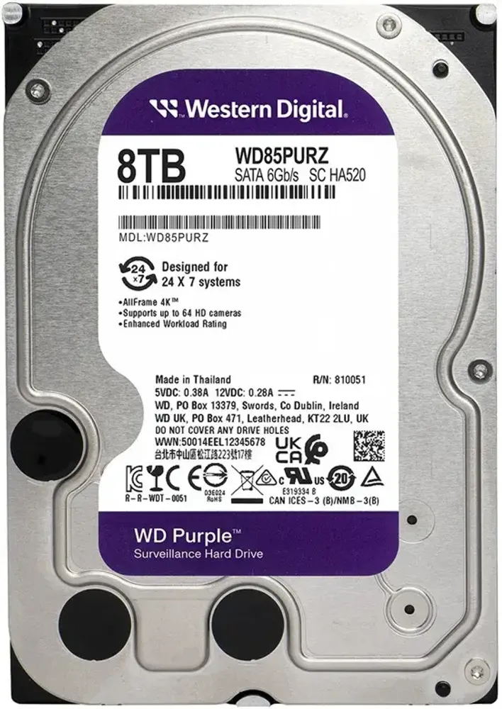 Жесткий диск HDD 8 TB Western Digital (WD85PURZ)