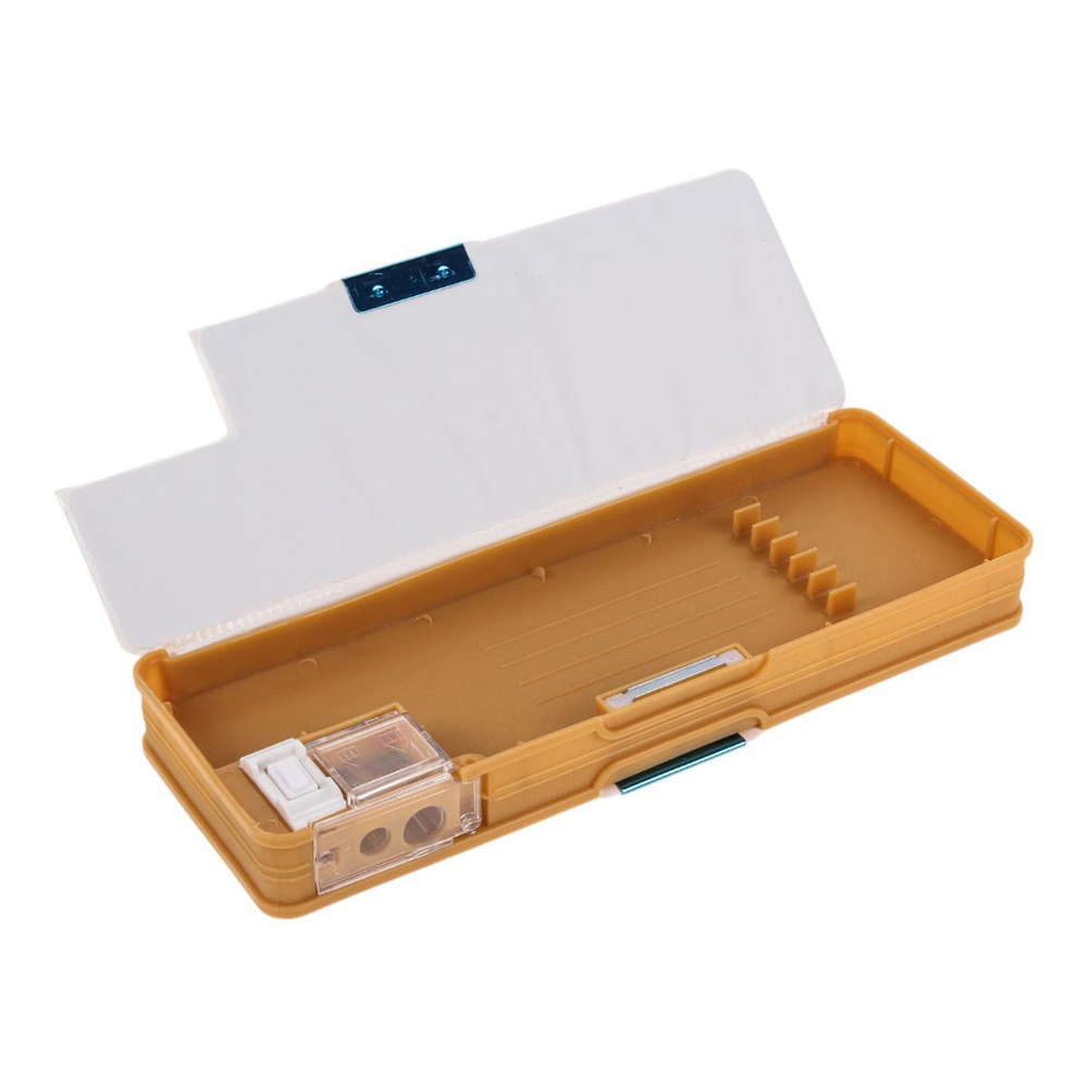 Пенал пластиковый "Капибара" с блестками, 2 отв., с точилкой, 3 вида микс