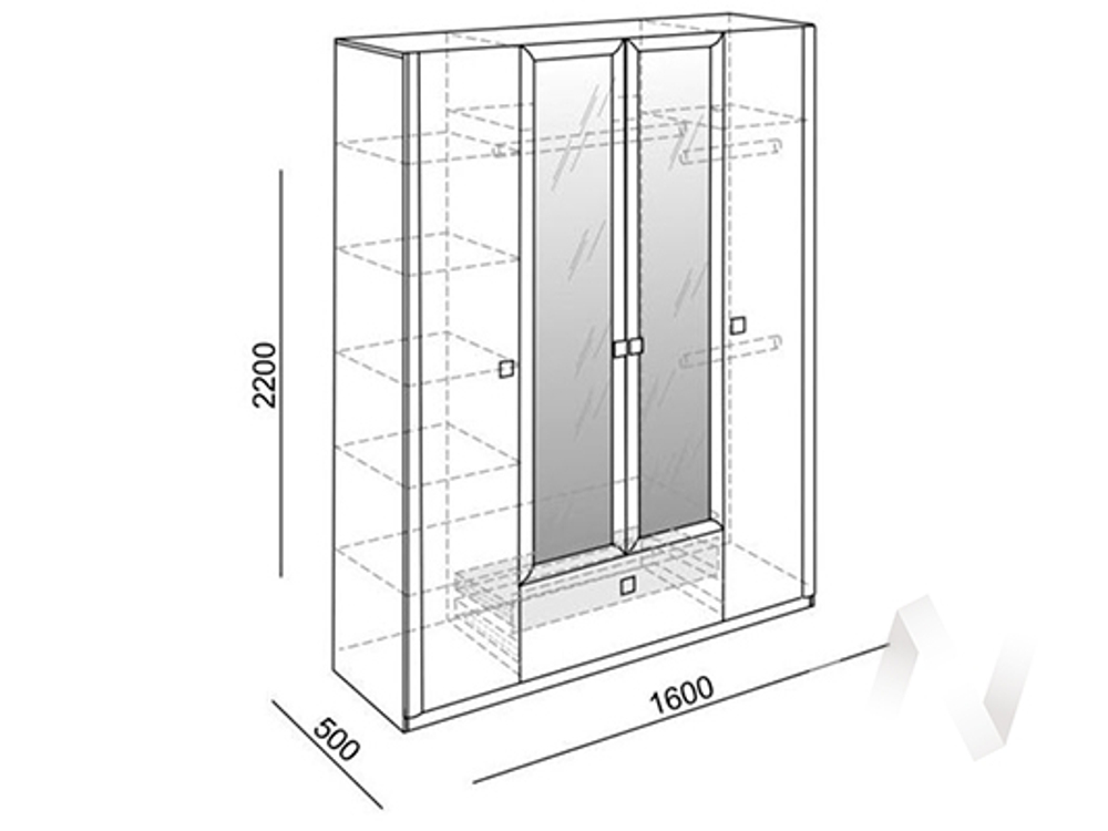 Шкаф четырехстворчатый М24 Спальня Глэдис