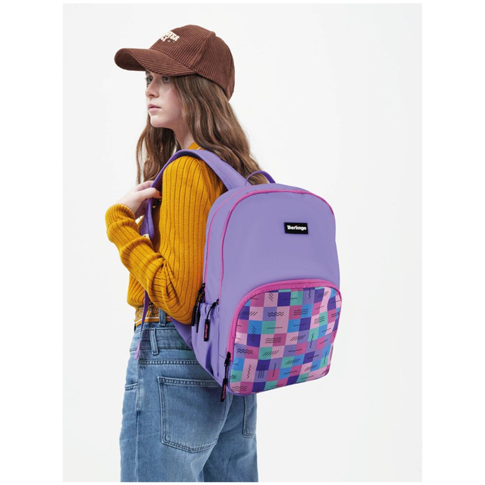 Рюкзак Berlingo Light Squares 39.5*28*16см, 400 гр., 2отд. 3карм, уплотненная спинка