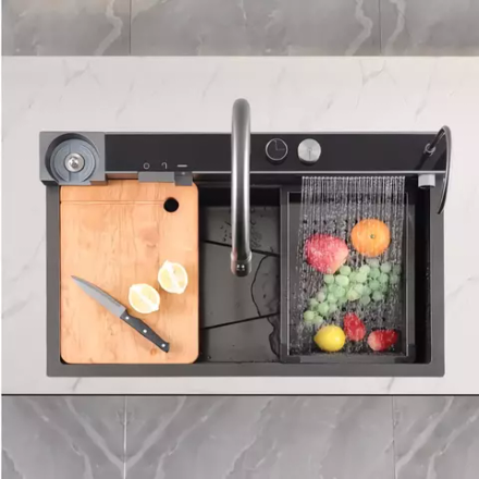 Многофункциональная мойка для кухни AVIVA 75*46, Нано-черный (арт.WF7546-NB)