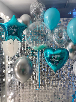 Воздушные шары бирюзовые/ шар с перьями на грузиках №41