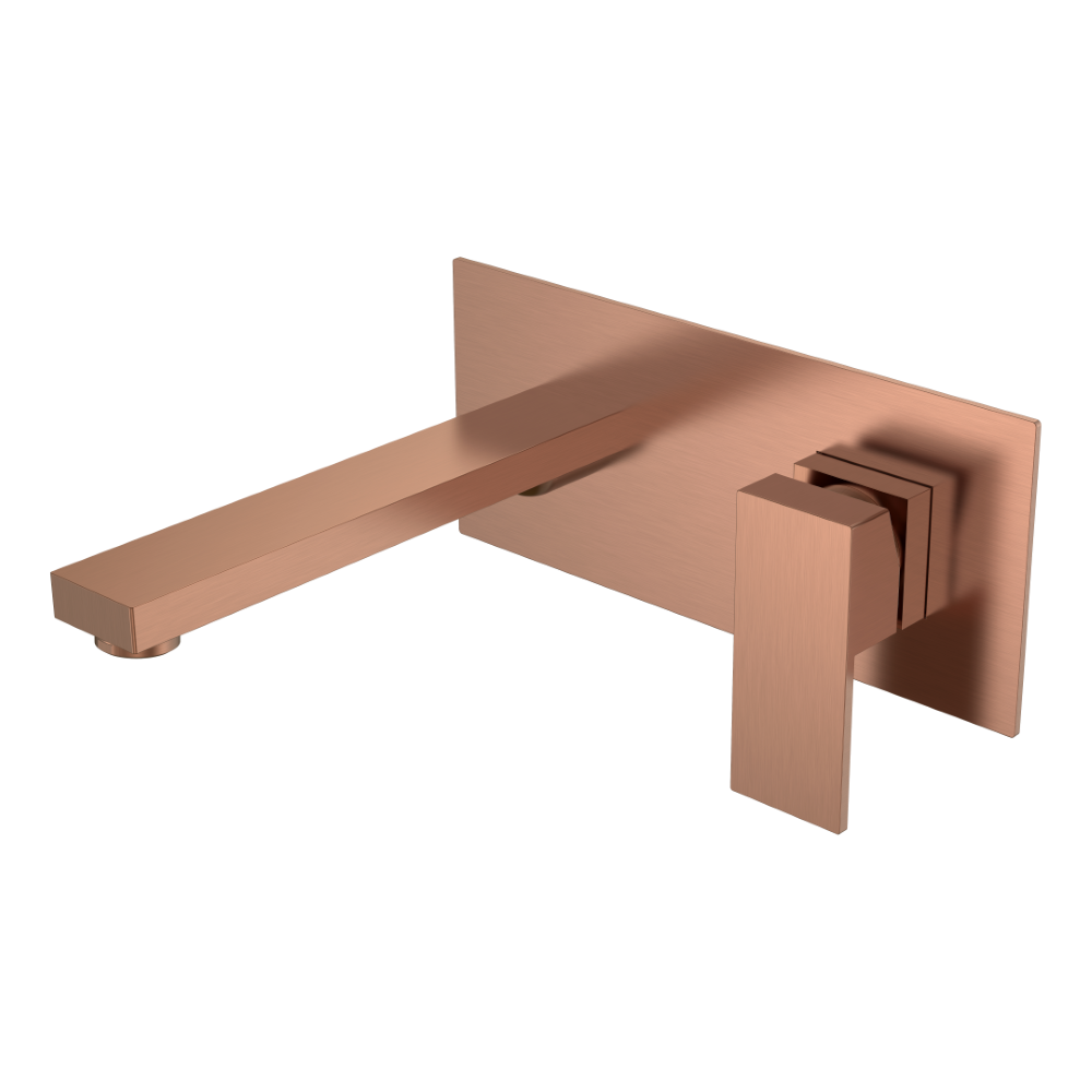 Смеситель для умывальника из стены Qubic Copper Brushed