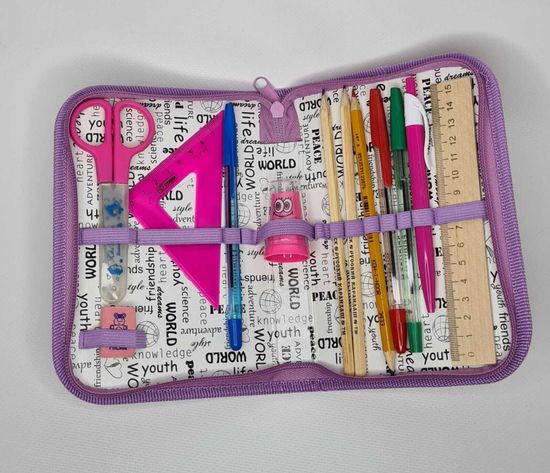 Пенал школьный с наполнением, Мотоциклист