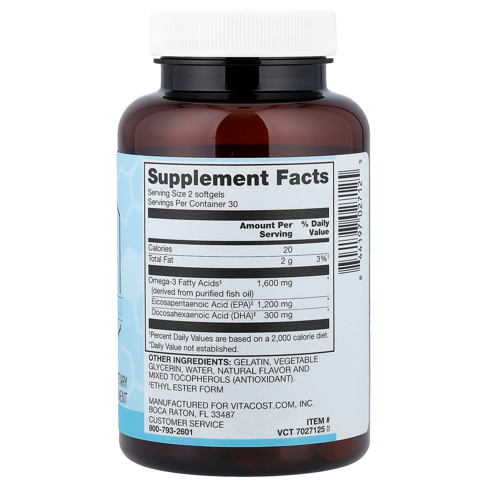 Vitacost, Super EPA Omega-3, 60 Softgels (600 mg per Softgel)