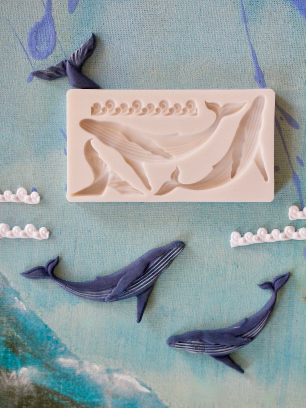 Молд силиконовый прямоугольный кит для торта