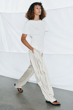 ZARA ТОП С КОРОТКИМИ РУКАВАМИ — ZW COLLECTION, ЖЕЛТОВАТО-БЕЛЫЙ