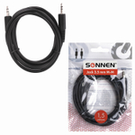 Кабель Jack 3.5 mm M-M 1 5 м SONNEN для передачи стерео-аудио черный (5 штук в упаковке)