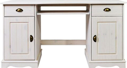 Письменный стол Клаудиа с ящиками тумбой из массива сосны, белый