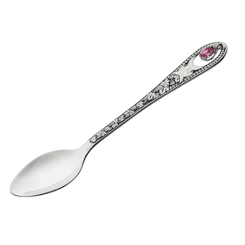 Ложка  из серебра/Чернение/Со вставкой из фианитов
