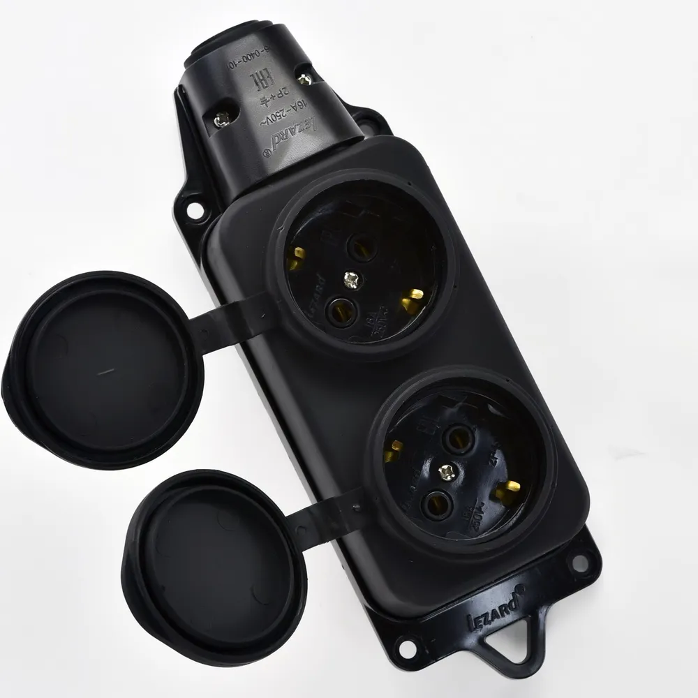 Розетка наруж. уст-ки двойная с заглушками 2Р+РЕ 1х16А 220-240V