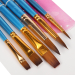 Набор кистей Синтетика 6 шт круглые № 2,6,12,плоские №4,8,10,окраш.ручка,в пакет