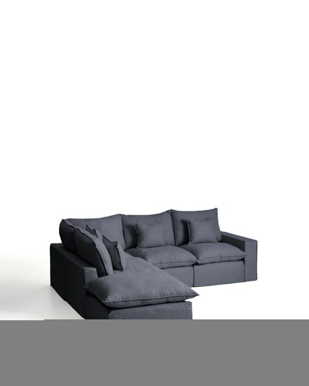 Угловой диван Anarela на 4 места со съемными чехлами из темно-серого льна и вискозы, 287 x 307