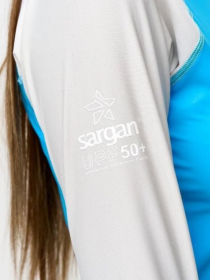 Футболка рашгард лонгслив Sargan Скелетон-Сап UPF 50+ голубой/белый