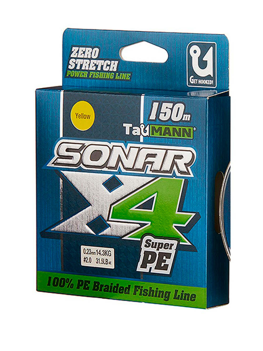 Плетеный шнур для рыбалки TauMANN Sonar PE X4 150m #1.2 (0.18mm) Yellow