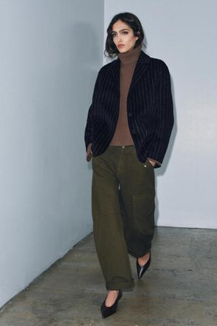 ZARA БЛЕЙЗЕР ИЗ СМЕСОВОЙ ШЕРСТИ — ZW COLLECTION, ПОЛОСКИ