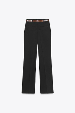 ZARA ПРЯМЫЕ БРЮКИ С РЕМНЕМ, ЧЕРНЫЙ