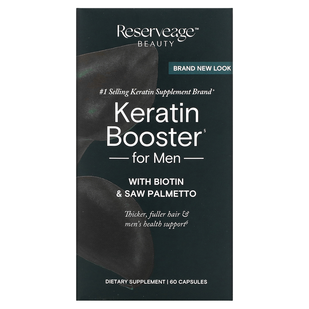 Reserveage Nutrition, Keratin Booster для мужчин, с биотином и сереноей, 60 капсул