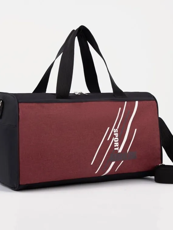 Сумка спортивная на молнии, 2 наружных кармана, цвет чёрный/красный