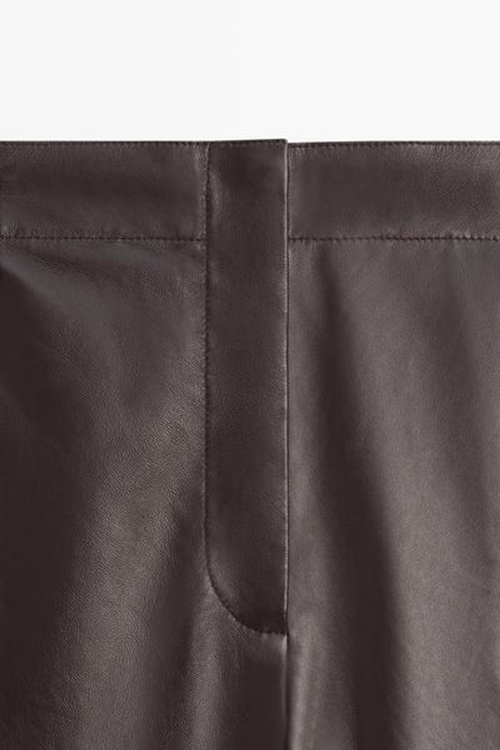 Massimo Dutti Кожаные брюки бочкообразной формы, коричневый