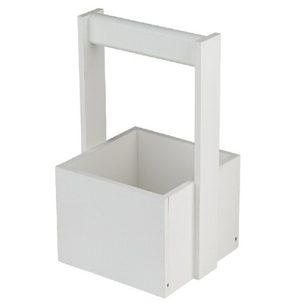 Ящик (дерево) 12,5x12,5xH23см с ручкой (Белый)