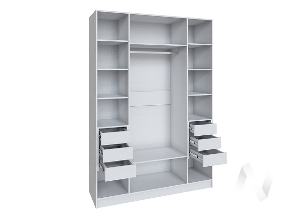 Шкаф Мадрид 1;6 с 6 ящ. внутри без зеркала (белый)