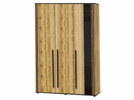 Шкаф для одежды распашной с полками и штангой Дуб Вотан/Черный 150х53х220 см
