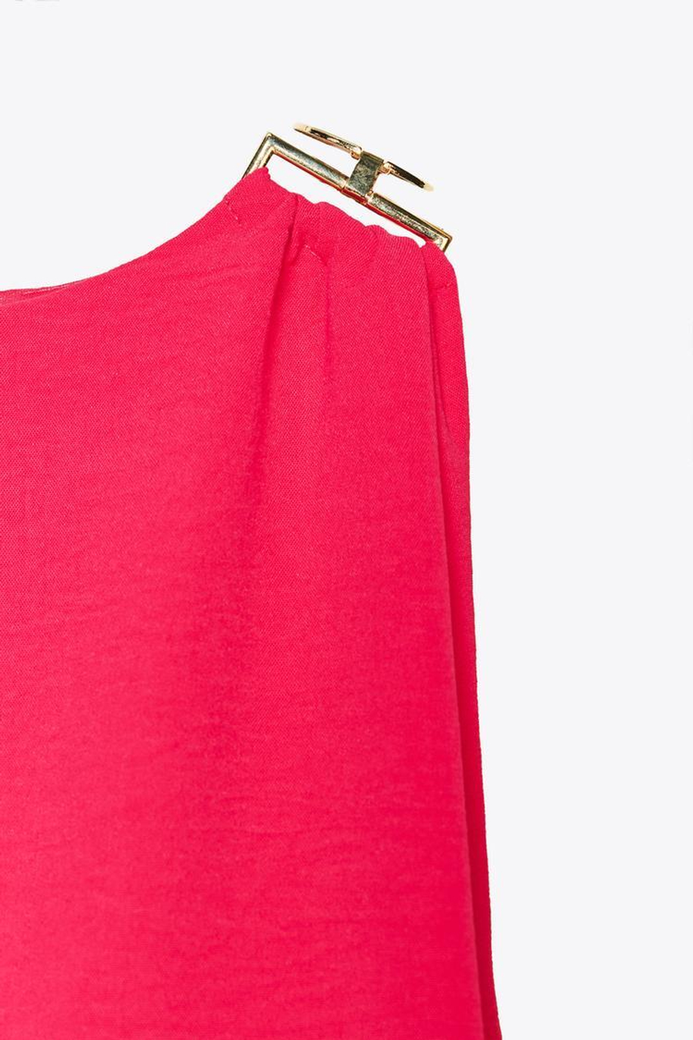 ZARA КОМБИНЕЗОН АСИММЕТРИЧНОГО КРОЯ С ШИРОКИМИ ШТАНИНАМИ, МАЛИНОВЫЙ