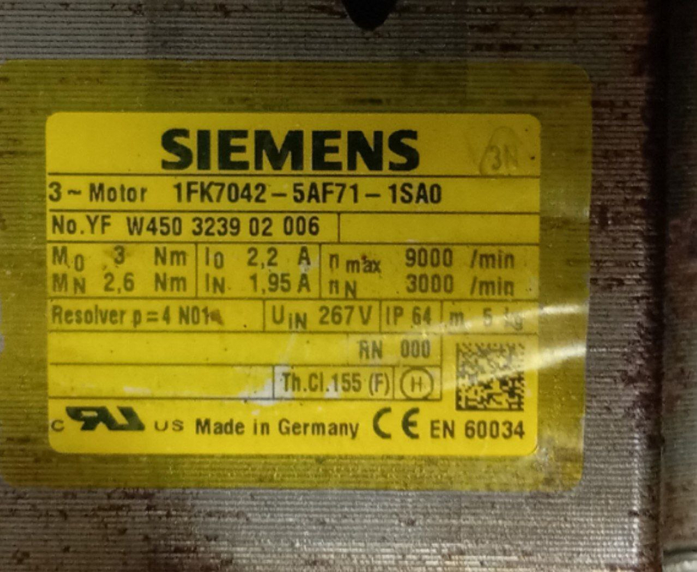 Двигатели Siemens 1FK7042-5AF71-1SA0 б/у