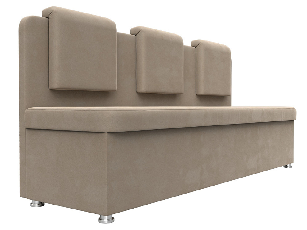 Диван кухонный прямой Маккон 3-х местный, Бежевый, Велюр, 126098