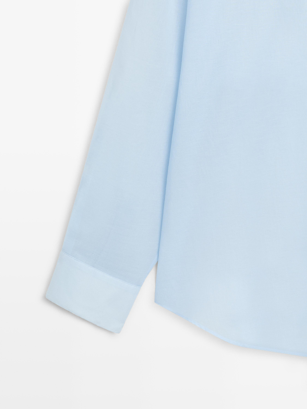 Massimo Dutti Рубашка свободного кроя из 100% хлопка с контрастным воротом, небесно-голубой