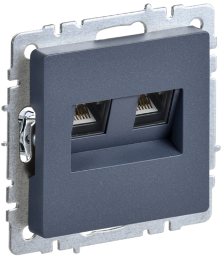 BRITE Розетка компьютерная двойная RJ45 кат.5E РК10-2-БрМ маренго IEK