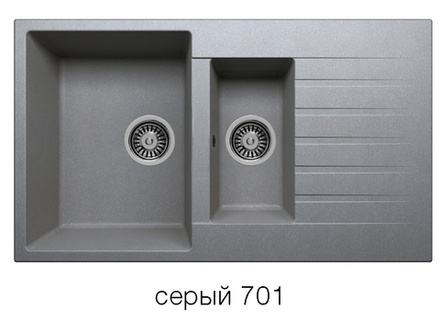 Кухонная мойка Tolero R-118 860x500мм Серый №701