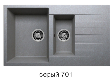 Кухонная мойка Tolero R-118 860x500мм Серый №701