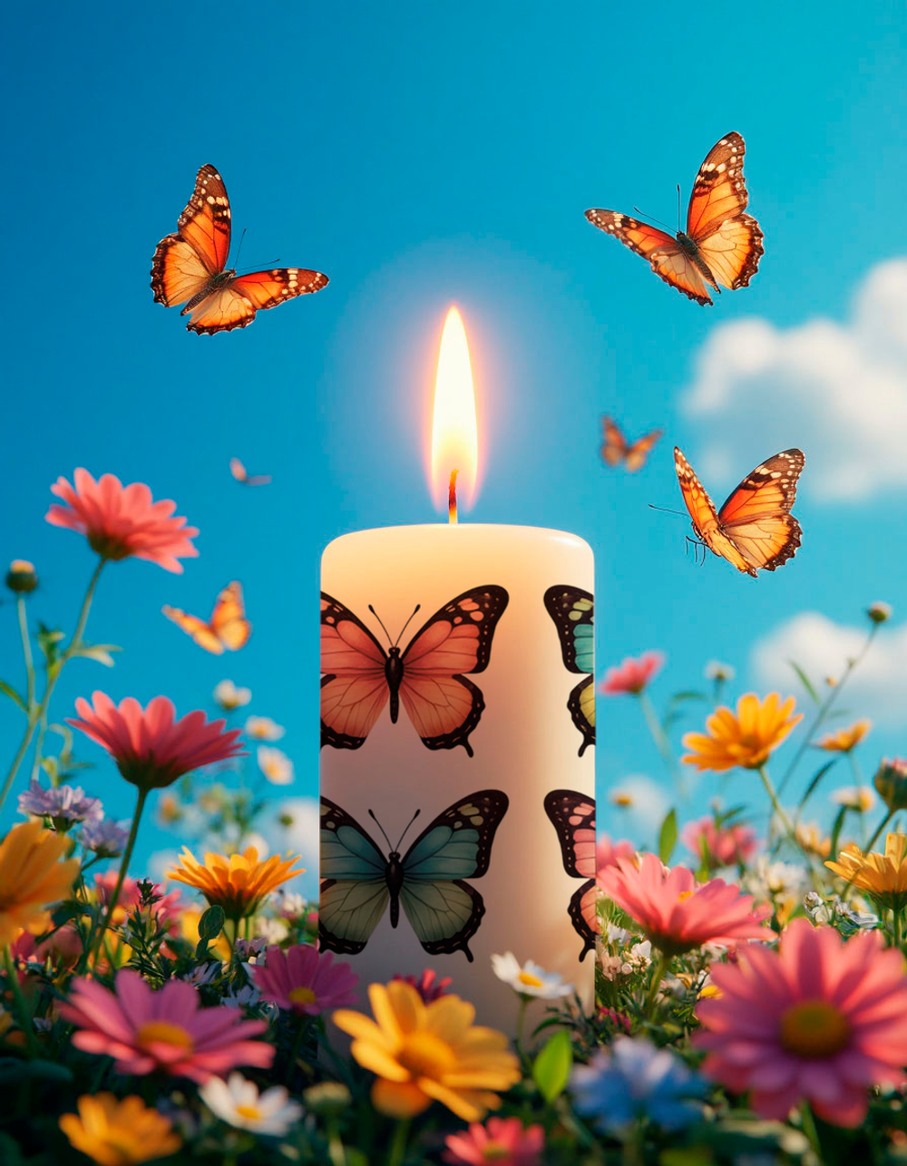 Трансфер переводной - декаль для свечей и гипса бабочки 010 А5