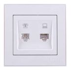 Lezard Rain Белый Розетка Механизм телефонная + компьютерная СП 703-0288-143