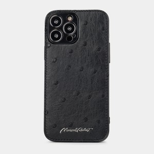 Чехол-накладка для iPhone 13 Pro из кожи страуса черного цвета