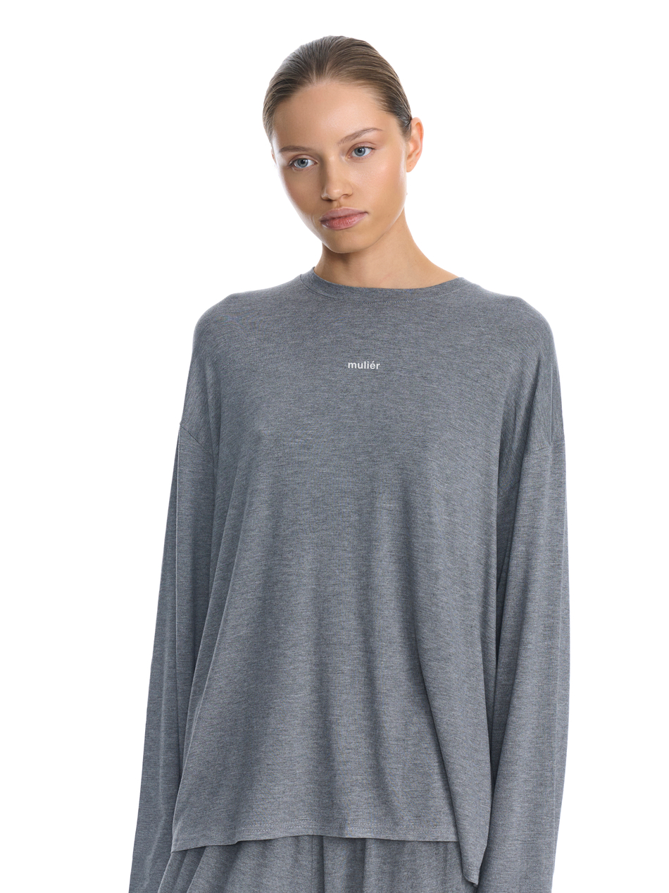 Лонгслив оверсайз серый