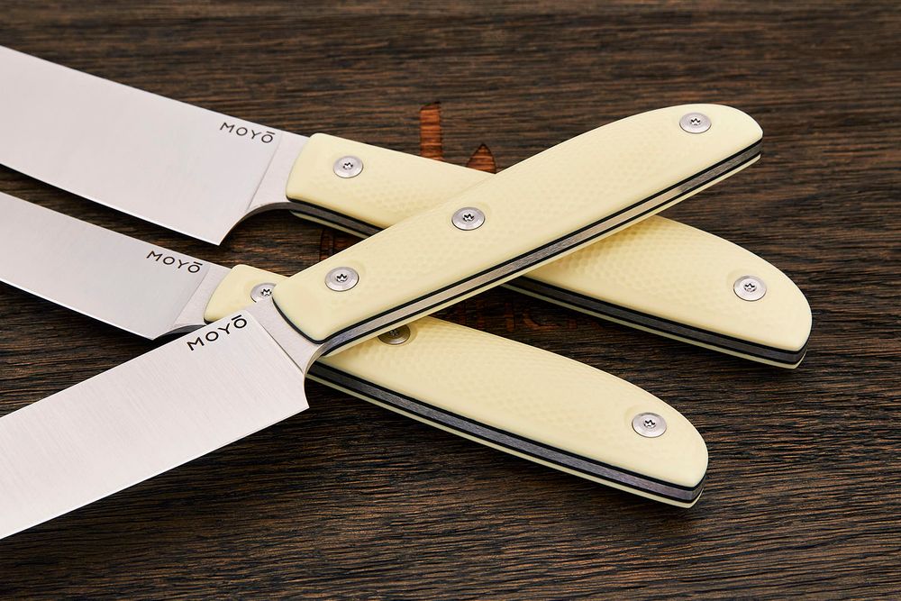 Нож кухонный MOYO Геликон овощной 105мм, сталь AR-RPM9, рукоять G10-extra слоновая кость