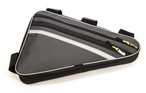 Сумка велосипедная TRIX, крепление под раму за подседел.трубу, большая, 40х27х6см, водонепроницаемая, светоотражающие вставки, серая вс015.040.1.