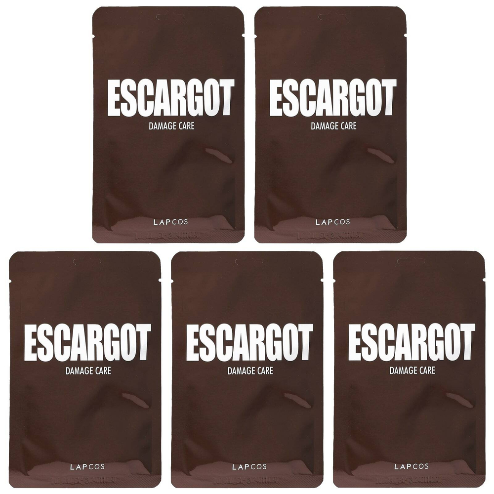 Lapcos, Escargot Damage Care Sheet Mask Set, 5 шт., 27 мл (0,91 жидк. унц.)